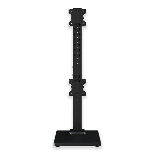 Suptek Dual Monitor Stand with Base Vertical Stack Screen Free-Standing Monitor Riser Fits Two Screen Max 36" & One Screen Max 43" with Swivel, Tilt, Height Adjustable,50,75 and 100mm Vesa Base Stand - size: 13-43in(single)/13-36in(dual)