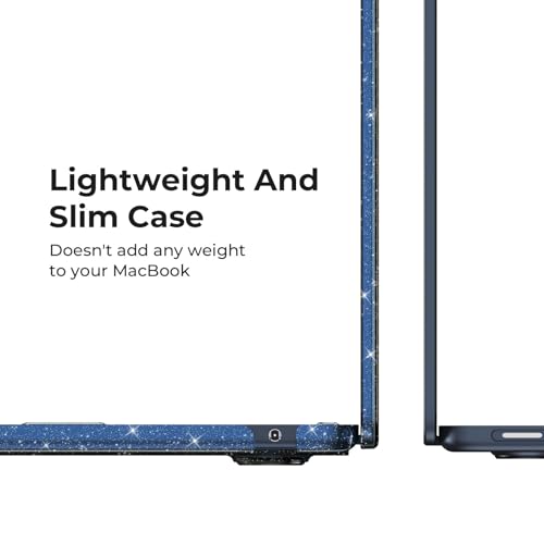 EooCoo Compatible with MacBook Air 13 inch Case M5 2026-2022 M4 M3 M2 Model A3449 A3240 A3113 A2681, Mac Air 13.6 inch Hard Shell & Keyboard Cover & Screen Film & Type-C, Sparkly Midnight - color: Sparkly Midnight