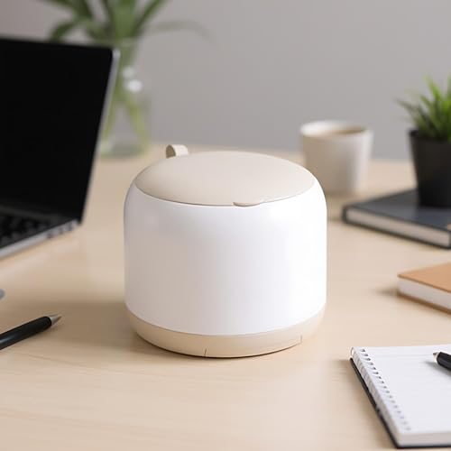 Small Desk mini Trash can Desktop Tiny Garbage can Office Waste Basket with lid with Bracket Home Office Bedroom Living Room Kitchen Garbage Sundries, Includes 90 Trash Bags(Beige-White) - color: Beige-White
