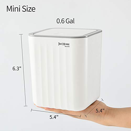 SUBEKYU 0.6 Gal Mini Desktop Trash Can with Lid, Small Square Countertop Garbage Bin, Plastic Tiny Tabletop Wastebasket for Office/Kitchen/Coffee Table, White - color: White 0.6 Gal with Lid