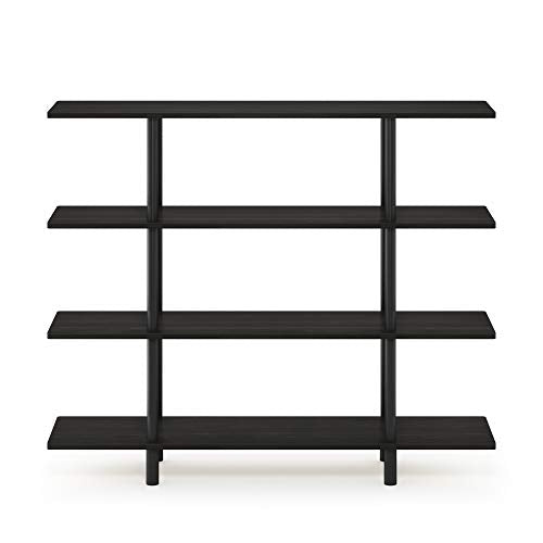 Furinno Turn-N-Tube 4-Tier Wide Display Shelf, Espresso/Black - color: Espresso/Black, style: 4-Tiers