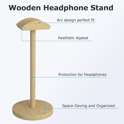 Headphone for Desk Hanger Holder Organizer Keeper Racks Storage Mount Gaming Headset Stand Premium Functional Craftmanship Headset Stand (Wood Tone) - color: wood tone