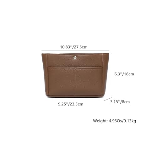 YONEBN waterproof Storage Bag Lightweight Large Capacity nylon Bag Inner Bag Handbag Organizer - color: Pu/Toffee Brown