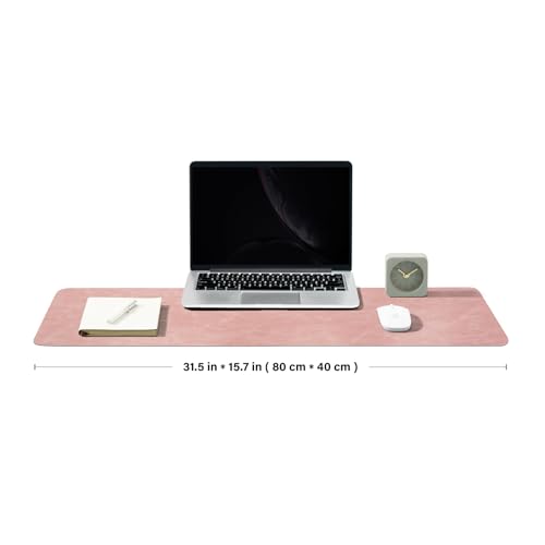 Distressed Leather Desk Mat - Non-Slip PU Desk Pad for Office and Home - Desk Organization and Accessories - Ideal for Large Mouse Pad and Desk Mats on Top of Desks(Dusty Rose,31.5"x 15.7") - color: Dusty Rose, size: 31.5" x 15.7"