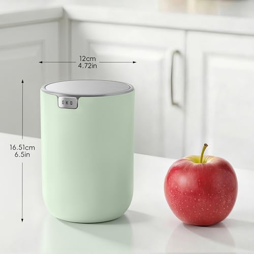 EKO Fandy 0.4 Gal/1.5L Mini Tabletop Trash Bin with Swing-Lid, Desktop Trash Can for Bathroom Countertop, Vanity, Coffee or Office, Small Garbage Bin (Sage) - color: Sage, size: 1.5 Liters