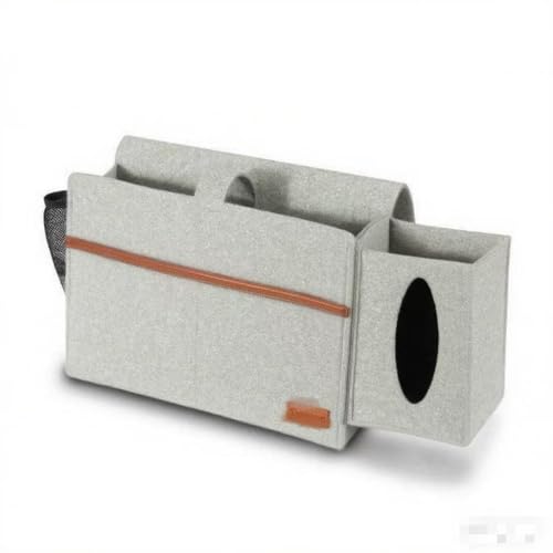 Bedside Caddy - Hanging Storage Pouch for Bedside, Couch, Dorm Room - Multi-Pocket Wall Mounted Felt Storage Organizer for Bedroom,With Tissue Box Cover Holde (Light Gray) - color: Light Gray