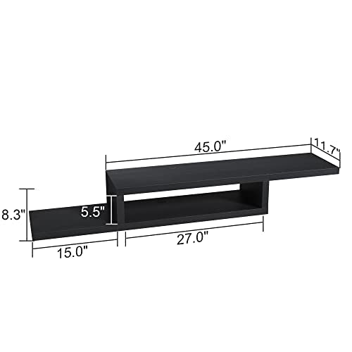 ChooChoo Floating TV Stand Shelf, Wall Mount Entertainment Center, 60” Media Console Stand for Living Room, Bedroom, Black - color: Black, size: 11.7"D x 60"W x 8.3"H