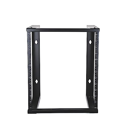AEONS 12U Open Frame Wall Mount 19-Inch IT Network Server A/V Equipment Rack 16" Depth 12-24 Threaded 2-Post Mounting, Black - style: 12U-16"D