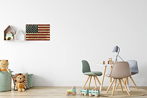 Retro Metal Sign Vintage Tin Sign I Pledge Allegiance to The Flag of The United States of America Sign for Plaque Poster Cafe Bar Wall Art Sign Gift 8 X 12 in - color: Flag