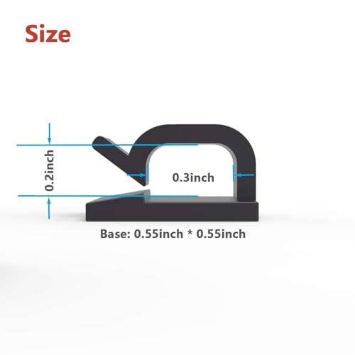 Cable Clips 40pcs with Strong Adhesive Tapes,Wire Holder Organizer Cord Management for Car, Office and Home (Black- CC05(40PCS)) - color: Black