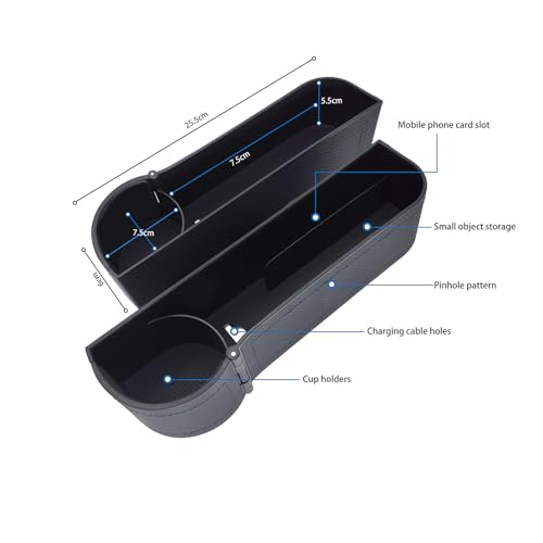 BAILISI Car seat gap filler organizer,multifunctional car seat organizer,Adjustable Cup Holder car console side storage box Holders phone, sunglasses,car accessories(Black) - color: Black