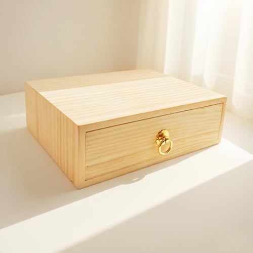 Natural Wooden Storage Box Desk Drawer Single Wood Cabinet Organizer Drawer Tabletop Storage Organization Box with Metal Handle for Desk Home Office Counter Craft Decor (1 Drawer) - style: 1 Layer