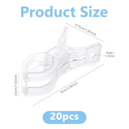 DICOSMETIC 20Pcs Large Balloon Arch Clips 9cm Transparent Professional Backdrop Clips Heavy Duty Clip for Crafts Plastic Spring Clamps for Backdrop Stand, Photography, Home Decor - color: Clear