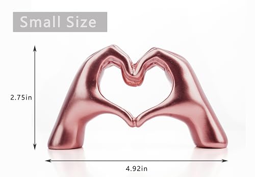 Lynagert Small Heart Hands Sculpture Decor for Living Room Bedroom Bookshelf Coffe Table, Love Finger Statue Modern Aesthetic Home Decor, Unique Gift for Wedding Christmas Birthday (Shiny Pink) - color: Shiny Pink