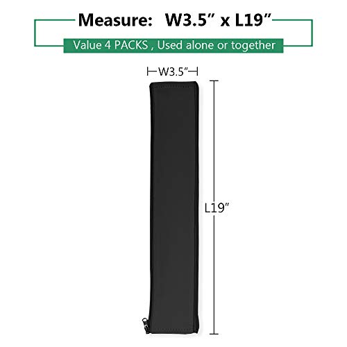 StangH Cable Management Sleeves for Wires - Cord Management System Wrap Cover Organizer with Zipper, 19" Wire Hider Protector for TV/PC Computer/Office/Home Entertainment, Black, 4Pcs - color: Black, size: 19"L x 3.5"W-4PACKS