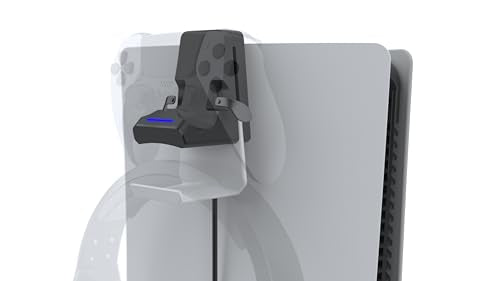 Foamy Lizard PS5 Controller Charger v2.0 Console & Wall Mount for Playstation 5 EDGE & DualSense Fast Charging Station Hanging Dock, Headphone Hook, LED, Overcharge Protection (PS5 White+Black) - color: PS5 White+Black