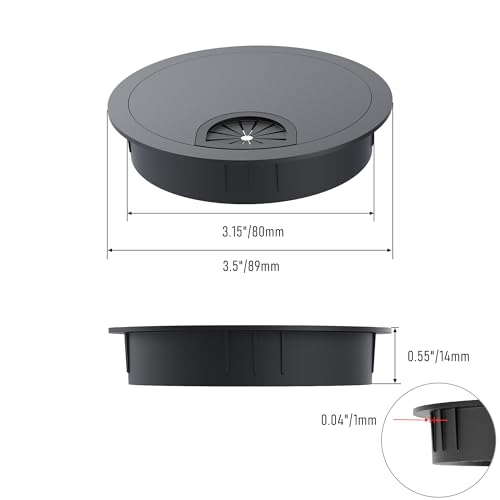 Desk Grommet 3-1/8 Inch 80mm, Zinc Alloy Computer Desk Wire Hole Cover, Office Desktop Cord Cable Hole Metal Ring, Black - size: 3-1/8" Black