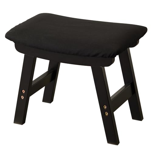 Kitsanery Foot Stool,Ottoman,Bamboo Small Sofa Foot Rest Under Desk,Extra Seating for Living Room, Bedroom and Kitchen (Black Stool Legs - Black Surface) - color: Black Stool Legs - Black Surface