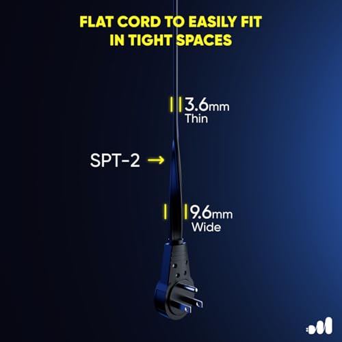 Maximm 360 Rotating Flat Plug Extension Cord - 25 Feet, Slim Space-Saving Design, Low Profile (Black) - color: Black, size: 25 Feet