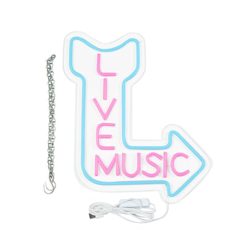 Live Music Neon Signs, LED Neon Light for Wall Decor,Neon Sign for Music Studio Light up Sign for Wall Art Beer,Bar,Music Studio,Bedroom,Party,Club - style: live music
