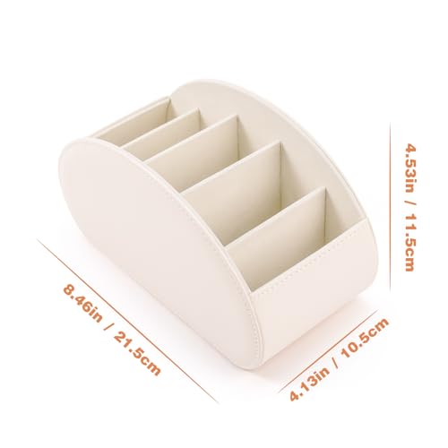 BONNY DODO Remote Control Holders Organizer Box with 5 Compartment PU Leather Multi-functional Office Desk Storage Caddy Store (Begie) - color: Begie