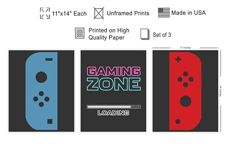 Poster Master 3-Piece Video Game Print - Controller Poster - Geeky Art - Gaming Zone & Icons - Gamer Gift - Great Game Room, Man Cave or Boy's Bedroom Decor - 11x14 UNFRAMED Wall Art - color: Style-11, size: 11"L x 14"W
