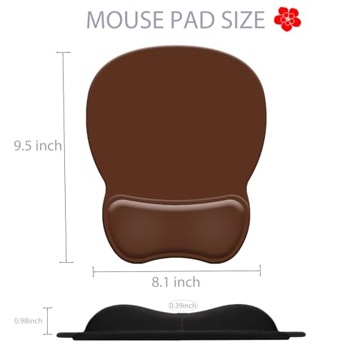 Ergonomic Mouse Pad with Wrist Rest, Comfortable Gel Concave Mouse Pad with Non-Slip Base, Pain Relief Mouse Pads with Smooth Wrist Support for Office & Home (Brown) - color: Brown