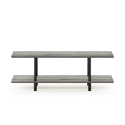 Furinno Turn-N-Tube 2-Tier Multipurpose Wide Shelf, French Oak Grey/Black - color: French Oak/Black, style: 2-Tiers
