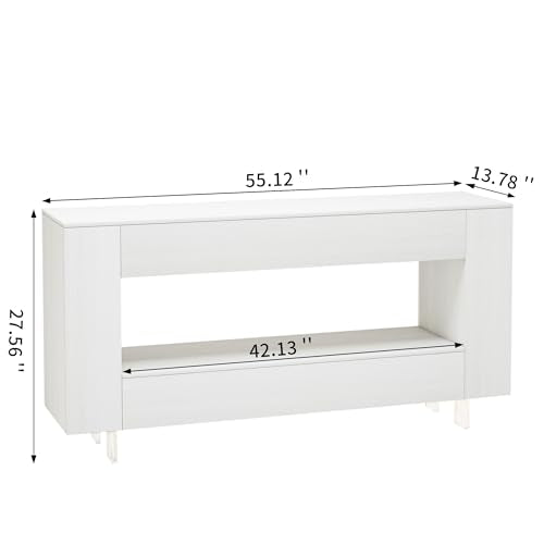 TV Stand Cabinet Up to 65 inch with Conceals Storage, Woodgrain, White | TV cabinet with 2 Push-Open doors and 2 drawers, entertainment center, storage cabinet, modern style, living room, office - color: Woodgrain White, size: 55.12"W*13.78"D*27.56"H