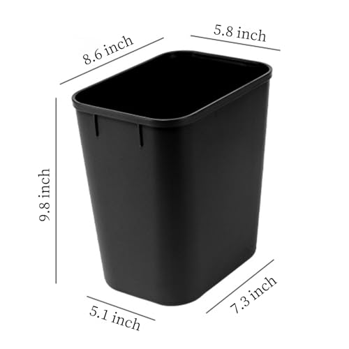 Black Small Trash Can 4Pack, 2Gallon/8L Plastic Office Trash Bin Garbage Can Under Desk, Trash Cans for Bedroom, Office and Kitchen, Trash Bins WasteBasket Fits Narrow Space, Plastic Trash Can
