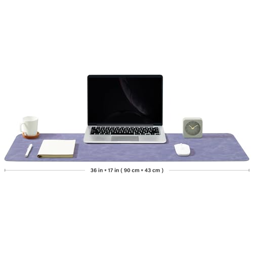 Distressed Leather Desk Mat - Non-Slip PU Desk Pad for Office and Home - Desk Organization and Accessories - Ideal for Large Mouse Pad and Desk Mats on Top of Desks(Lavender,36"x 17") - color: Lavender, size: 36" x 17"