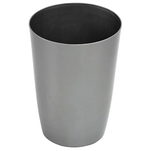 Mini Waste Basket - Durable Small Plastic Garbage Trash Can Bin - Lidless Open-Top, Slim Profile for Compact Spaces - Suitable for Home, Bathroom, Office, Bedroom, Kitchen and More, Silver Brushed - color: Silver Brushed