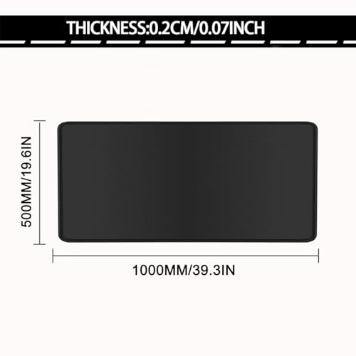Large Mouse Pad for Desk - Gaming Mouse Pad with Non-Slip Base Stitched Edges, Desk Mat Desk Pad for Keyboard and Mouse - color: Black, size: 39.3L x 19.6W inches