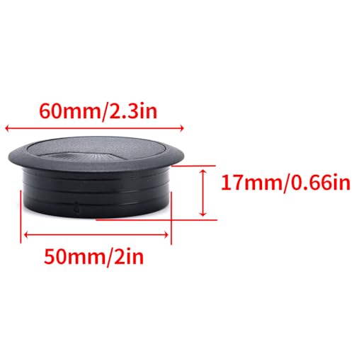 Surf turtle 6 Pack 2 Inch Black Desk Grommets, Flexible Cable Cord Hole Cover for Home Office Desk Table Cabinet Wire Management - color: Black - T, size: 50mm