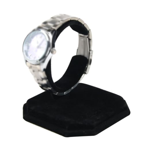 2Pcs Black Velvet Single Watch Display Stand Jewelry Showcase Holder | Fixed metal velvet display rack stores wristwatches and assorted small jewelry for retail counters and home cabinet storage