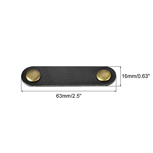 MECCANIXITY Pack of 5 Leather Cable Straps Cord Organizer 63x16mm Portable Cable Leather Clips Black Earphone Cord Management for Cable, Wire - color: Black