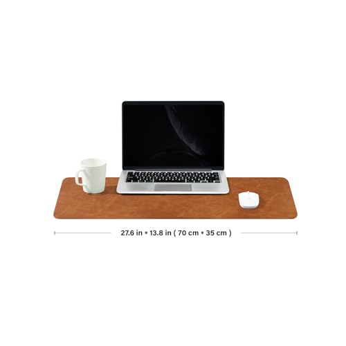 Distressed Leather Desk Mat - Non-Slip PU Desk Pad for Office and Home - Desk Organization and Accessories - Ideal for Large Mouse Pad and Desk Mats on Top of Desks(Tan,27.6"x 13.8") - color: Tan, size: 27.6" x 13.8"