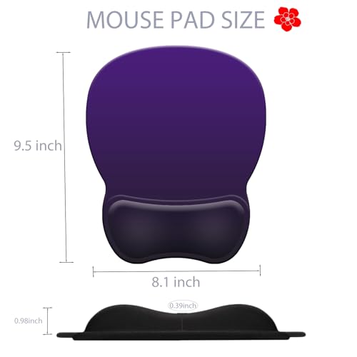 Ergonomic Mouse Pad with Wrist Rest, Comfortable Gel Concave Mouse Pad with Non-Slip Base, Pain Relief Mouse Pads with Smooth Wrist Support for Office & Home (Deep Violet) - color: Deep Violet