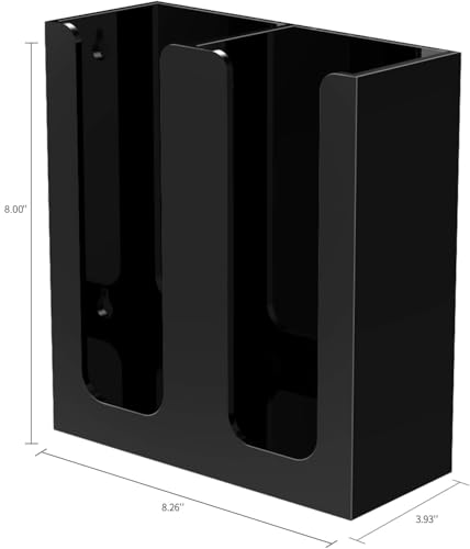 Richboom Acrylic Coffee Cup and Lid Storage Organizer Holder, 2 Compartments, Black - color: Black