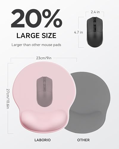 Mouse Pad with Wrist Rest, Ergonomic Mouse Pads for Desk, Office Non-Slip Mousepad with Gel Wrist Support(Light Pink, 10.6''L x 9''W) - color: Light Pink
