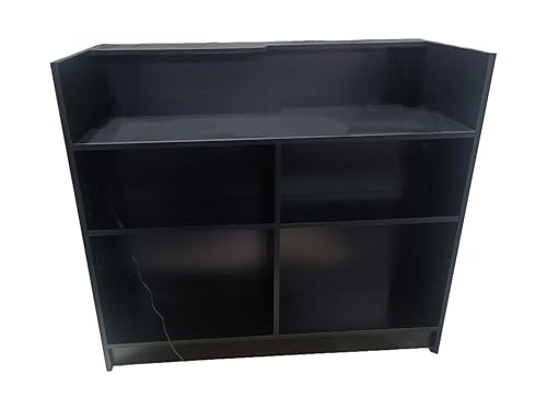 Only Hangers Full Vision Display Showcase with LED Lights, 72" Wide or 48" Wide- Available in Black, Maple, and White (Black Register Stand with Glass Front and LED Lights, 48") - color: Black Register Stand With Glass Front and Led Lights, size: 48"