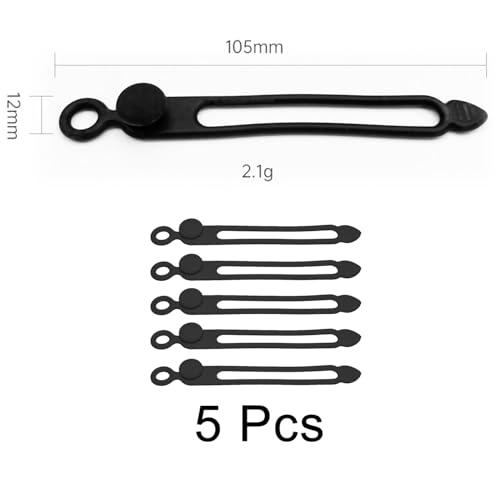 TENOC Silicone Cable Ties 5 Pcs Black Reusable Cable Holder Elastic Cord Straps Flexible Wire Organizer for Phone Tablet Charging Cable and Headset or Others - color: Black, size: 4.2 Inch 5 Pcs