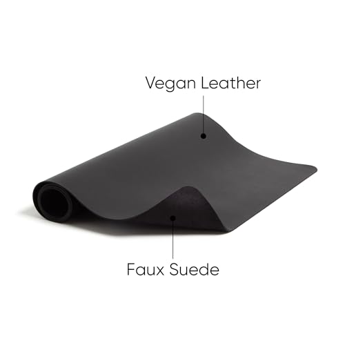 Smead Desk Pad, Vegan Leather Desk Mat with Non-Slip Faux Suede Backing, Perfect Desk Organizer for Office Decor, 23.6” x 13.7” Small, Charcoal (64838) - color: Dark Gray, size: 13.7" x 23.6"
