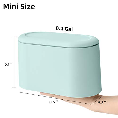 SUBEKYU 0.5 Gal Mini Countertop Trash Can with Lid for Desktop, Small Garbage Can for Office, Tiny Wastebasket, Plastic, Light Green - color: Light Green 0.5 Gal with Lid