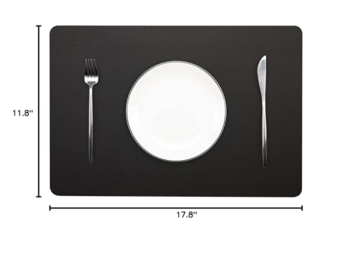 Wipeable Placemats Leather Table Mats Waterproof Heat-Resistant Easy to Clean for Dining Table Set Kitchen Table (6, Black) - color: Black, size: set of 6
