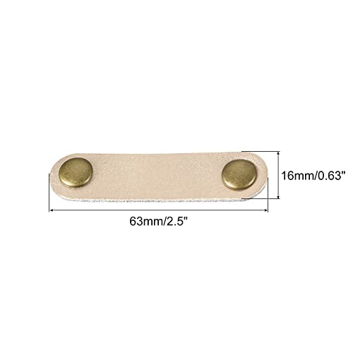 MECCANIXITY Pack of 5 Leather Cable Straps Cord Organizer 63x16mm Portable Cable Leather Clips Golden Earphone Cord Management for Cable, Wire - color: Golden