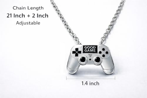 Game Controller Necklace – Symbol of Passion, Gaming, and Fun – Meaningful Gamer Pendant for Players, Streamers, and eSports Fans – Gift for Mom, Dad, Daughter, Son, Friend, Women and Men - color: Silver