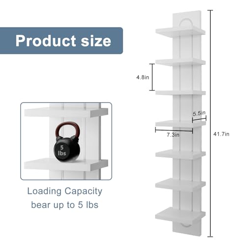 Exclusive U-Shaped 7-Tier Compact Narrow Wall Shelf Unit with RGB Lighting, Modern Vertical Shelf for Vanity, Ideal for Anime Figures, Perfumes, Cosmetics, Collectibles,White - color: 7ur-white