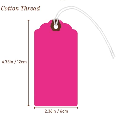 Outus 60 Pcs 4 3/4-in x 2 3/8-in Blank Large Paper Gift Tags with String and Reinforced Eyelet Wire Writable Price Tags Shipping Labels Inventory Labels(Gradient Pink) - color: Gradient Pink, size: Solid Style