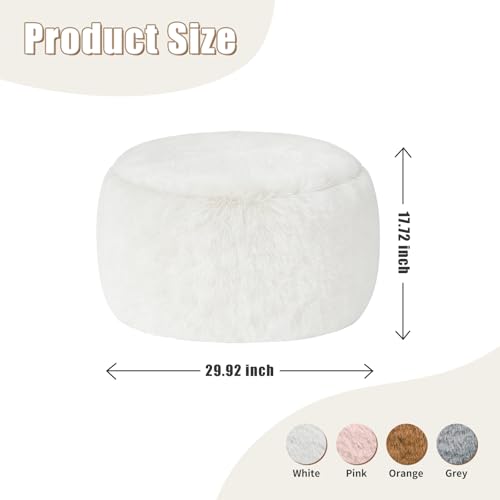 Gericco Round Pouf Ottoman Foot Rest, 29 X 18Inch Floor Poufs Footstool, A Round Modern Foam Filled Foot Stool for Living Room, Home, Nursery, Dorm (White, 29Inch) - color: White, size: 29.9"D x 29.9"W x 17.7"H
